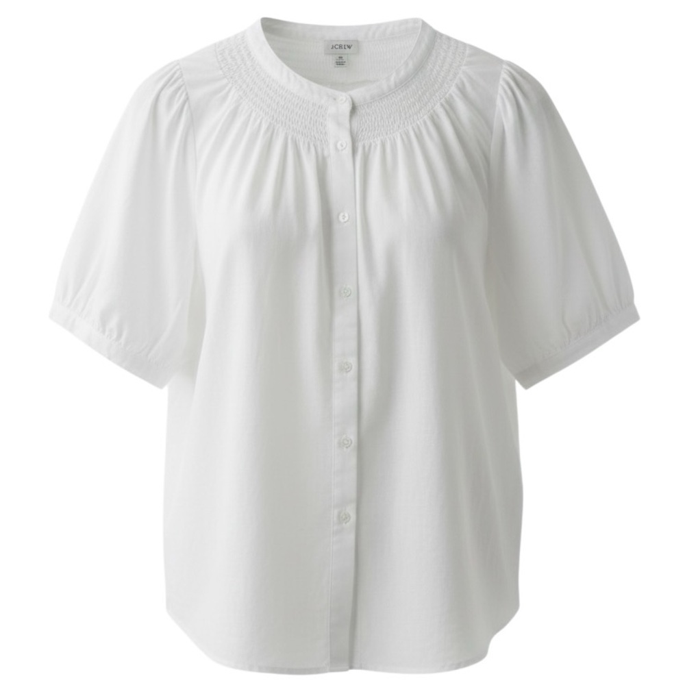 NEW J. Crew Linen Blend Short Sleeve Smock Neck Top